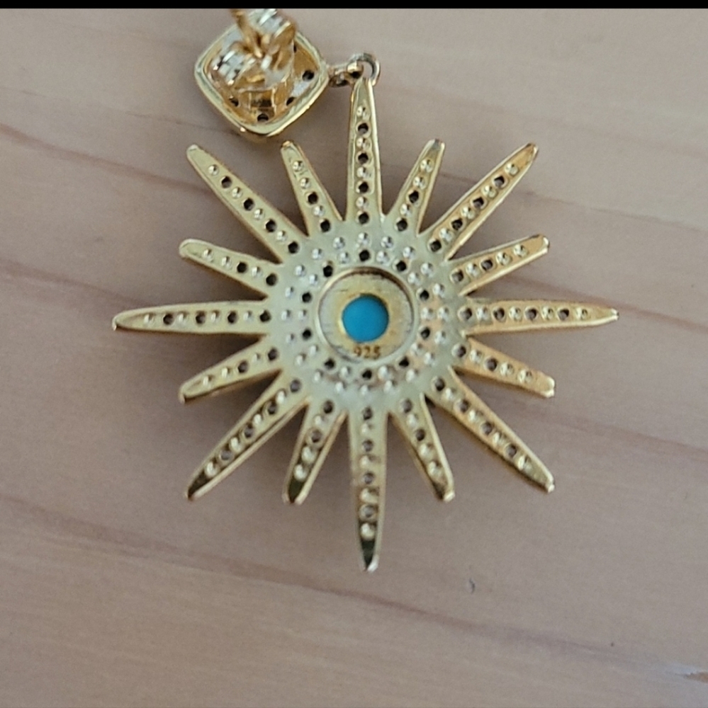 Nordstrom Adornia Starburst Earrings with Turqouise & Swarovsky Crystals 92.5 - Picture 4 of 6